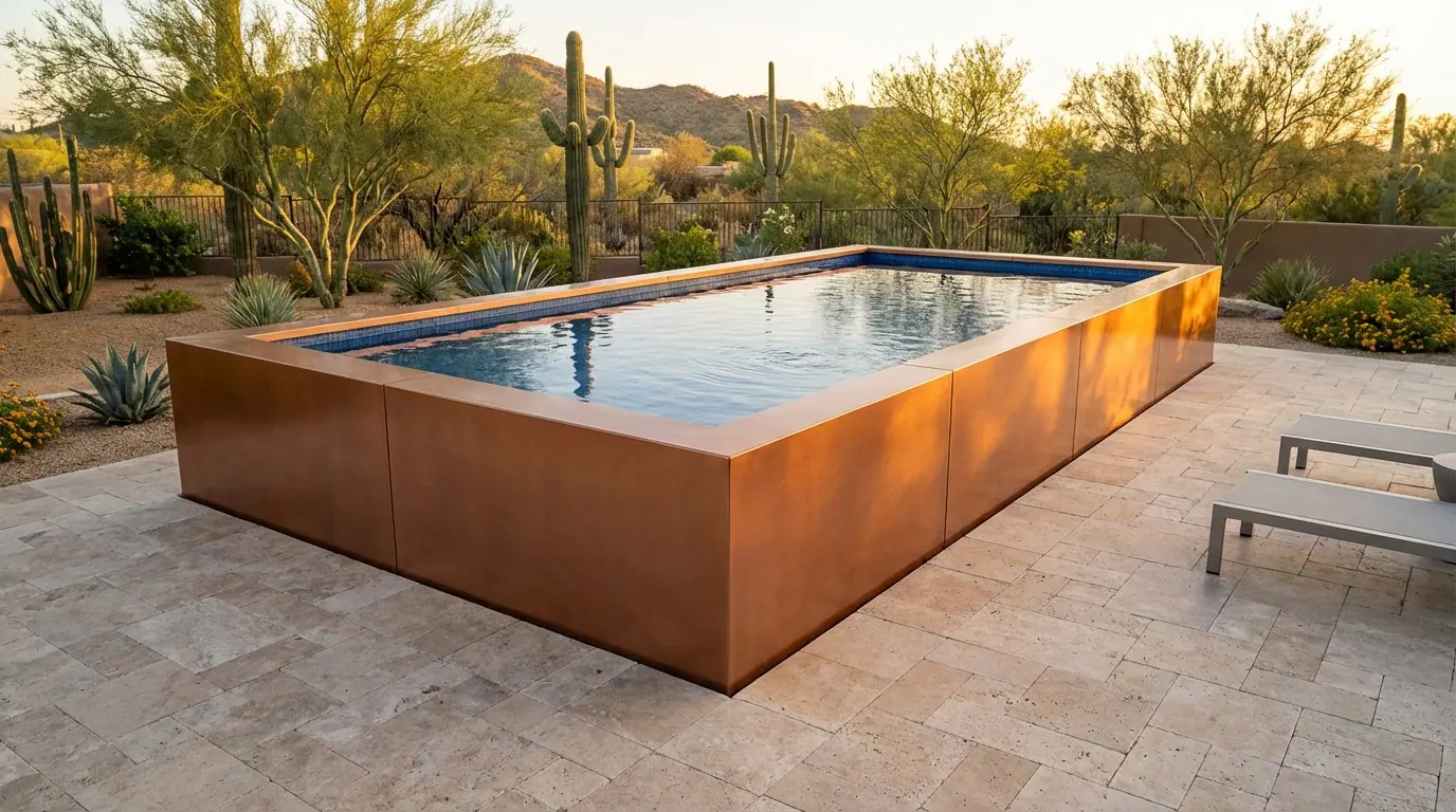 16 x 28 Espresso Copper Blue Matrix Architectural Pool