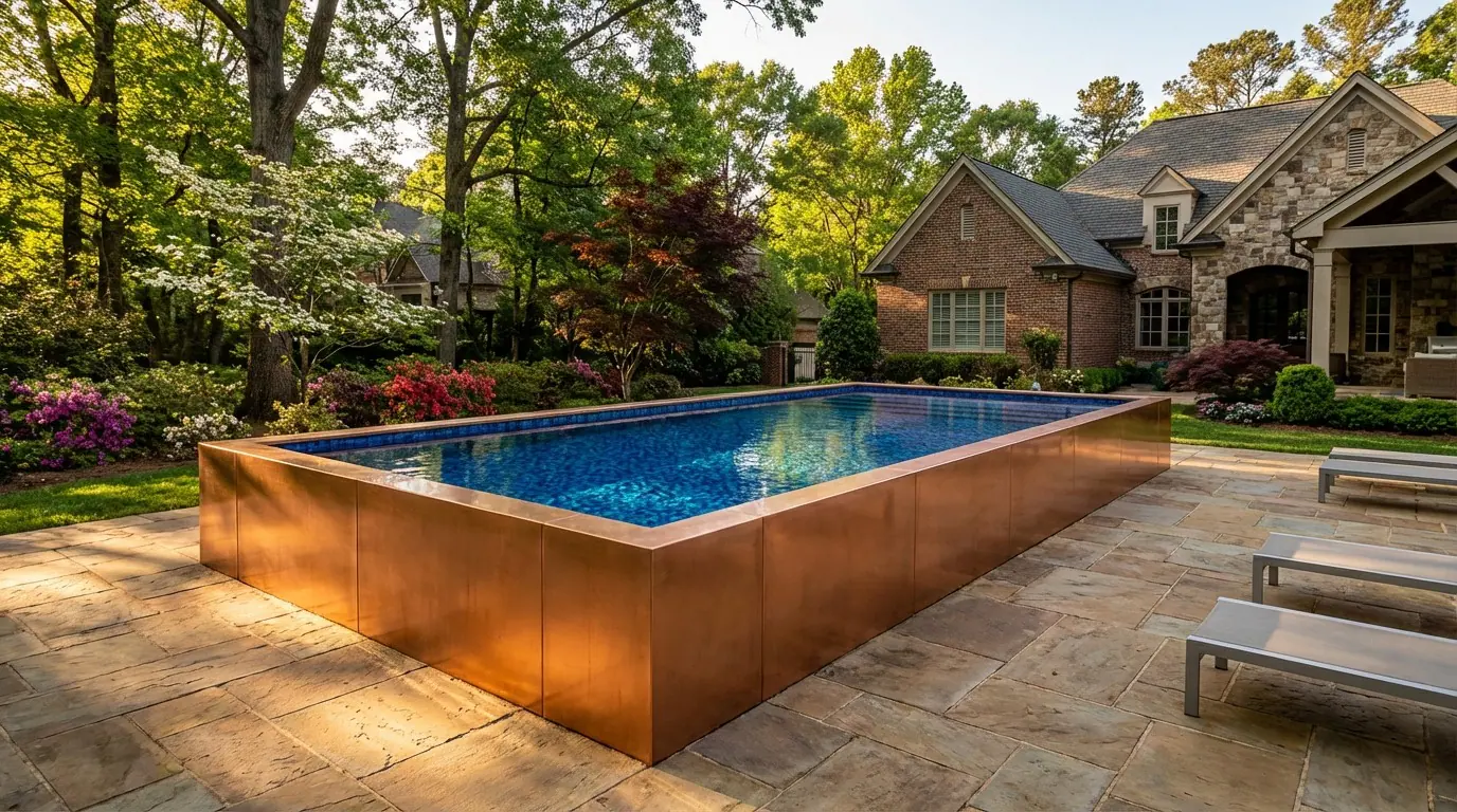 16 x 28 Espresso Copper Mystic Blue Architectural Pool