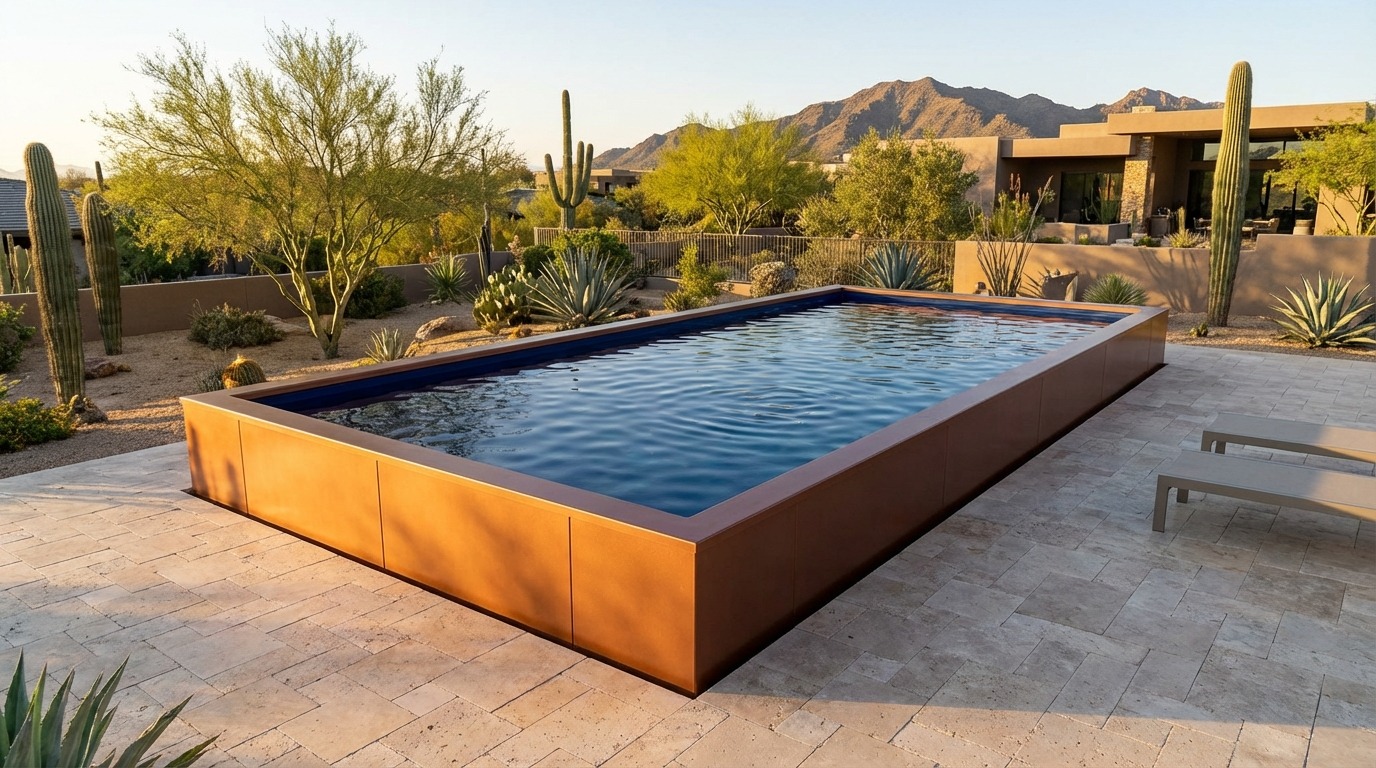 16 x 28 Espresso Copper Deep Sea Blue Architectural Pool