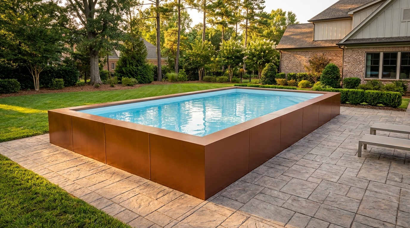 16 x 28 Espresso Copper Aqua Blue Architectural Pool