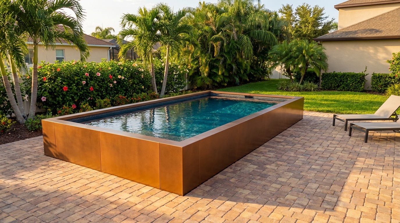 16 x 28 Espresso Copper Titanium Stone Architectural Pool