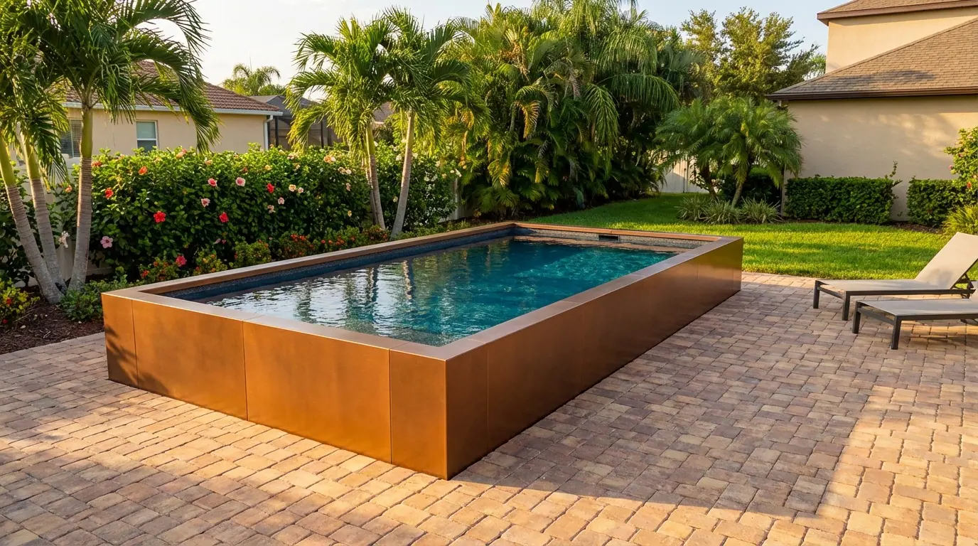 16 x 28 Espresso Copper Titanium Stone Architectural Pool