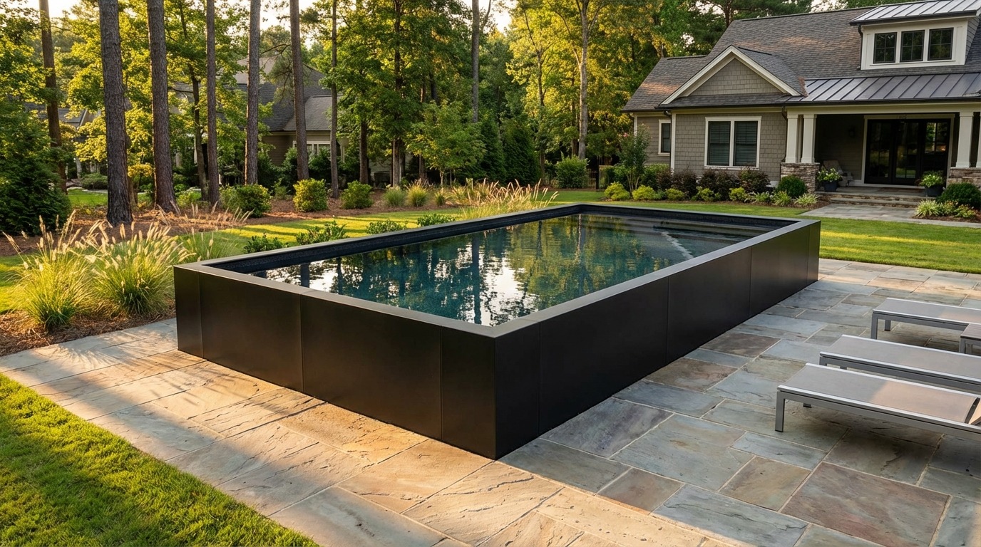 16 x 28 Midnight Black Titanium Stone Architectural Pool
