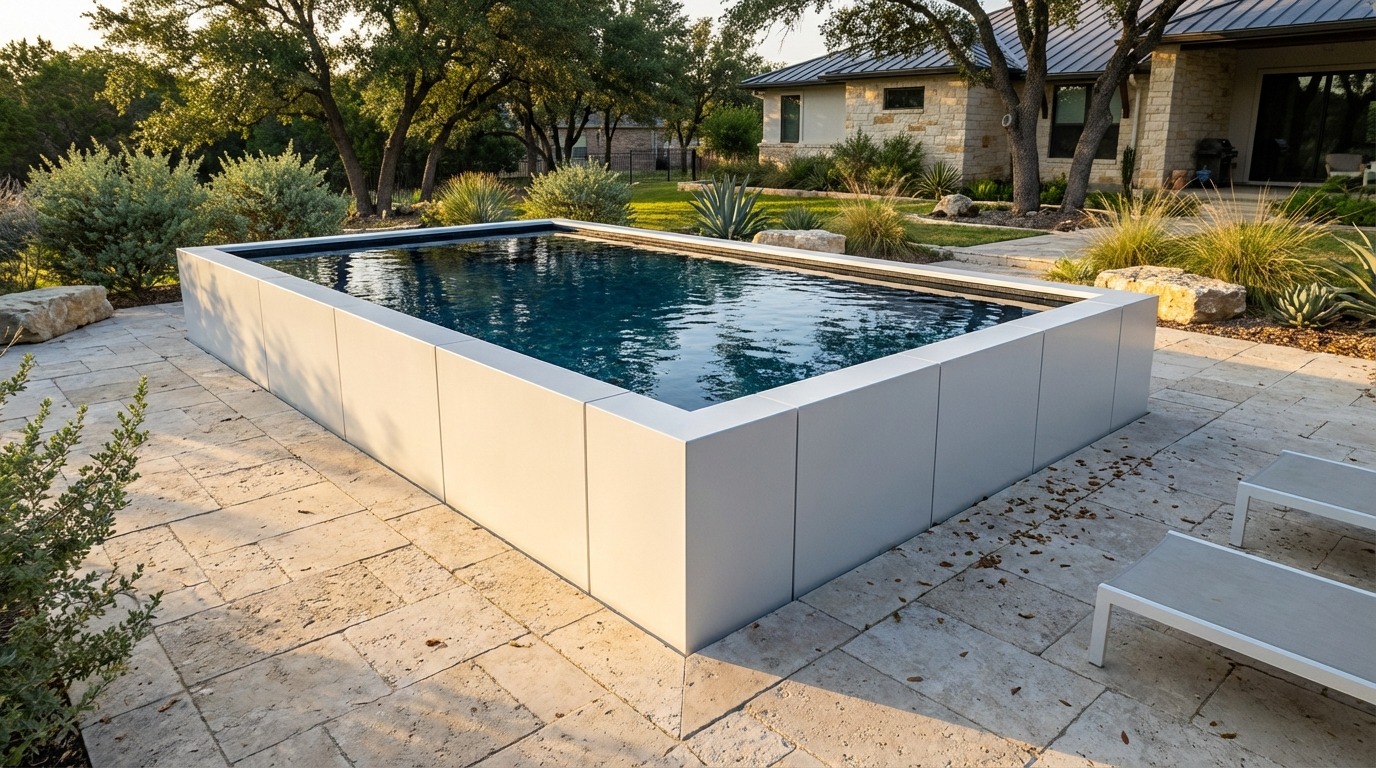 16 x 28 Alpine White Black Sapphire Architectural Pool