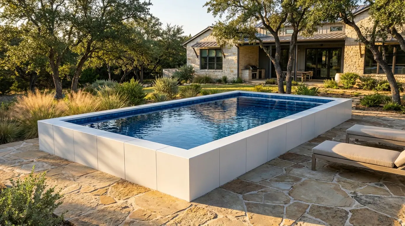16 x 28 Alpine White Mystic Blue Architectural Pool
