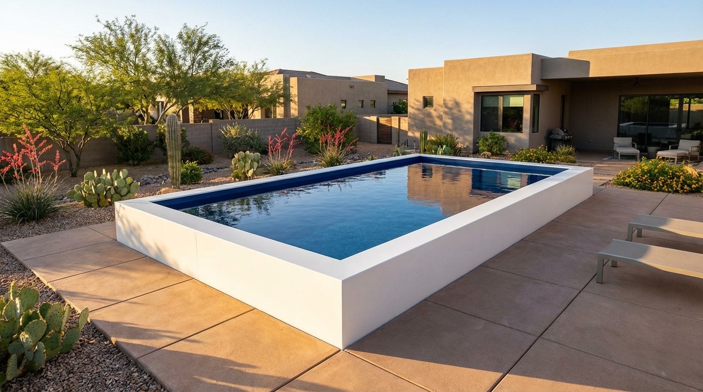 16 x 28 Alpine White Deep Sea Blue Architectural Pool