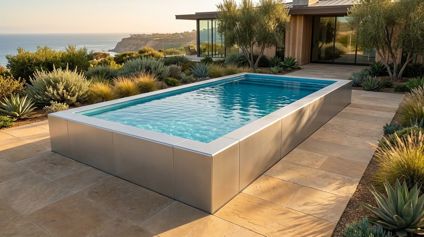 16 x 28 Platinum Silver Blue Topaz Architectural Pool