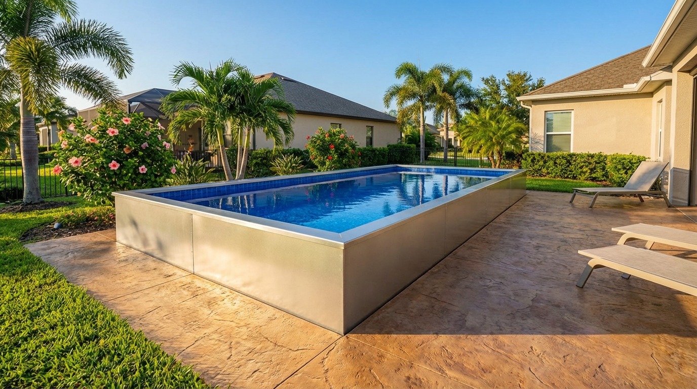 16 x 28 Platinum Silver Blue Matrix Architectural Pool