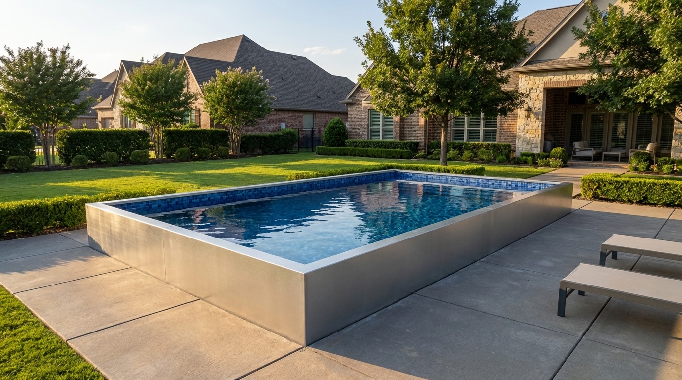 16 x 28 Platinum Silver Mystic Blue Architectural Pool