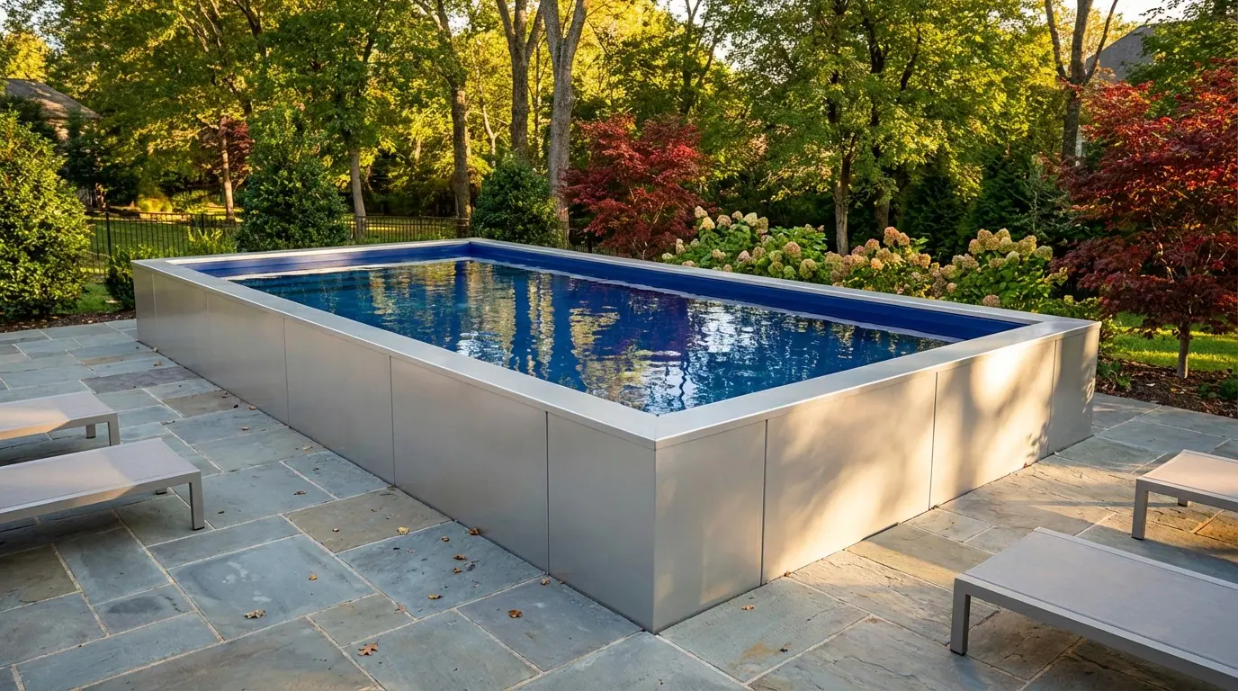 16 x 28 Platinum Silver Deep Sea Blue Architectural Pool