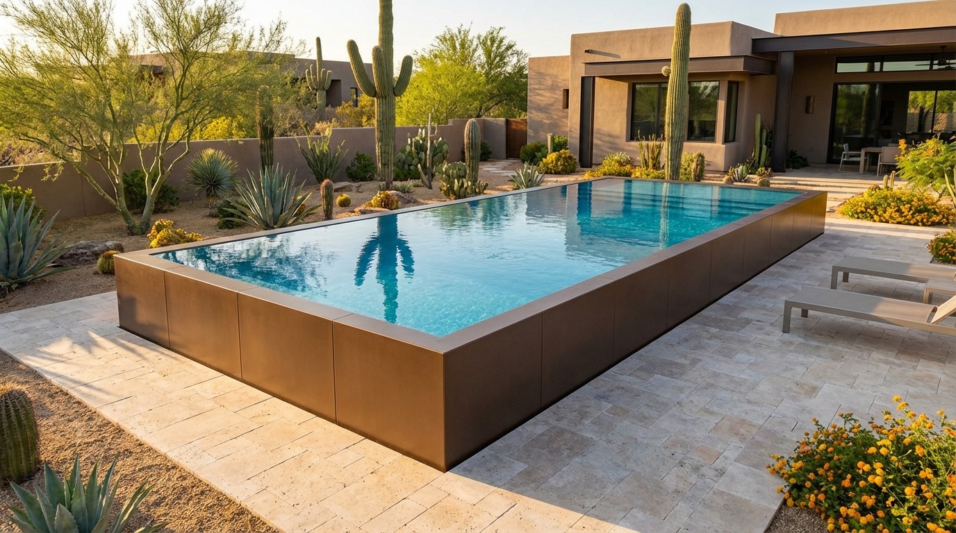 16 x 32 Canyon Bronze Blue Topaz Architectural Pool