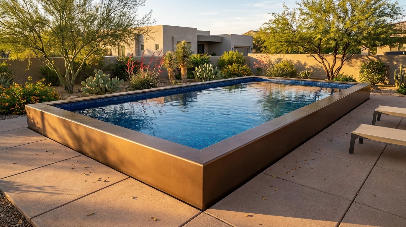 16 x 32 Canyon Bronze Mystic Blue Architectural Pool