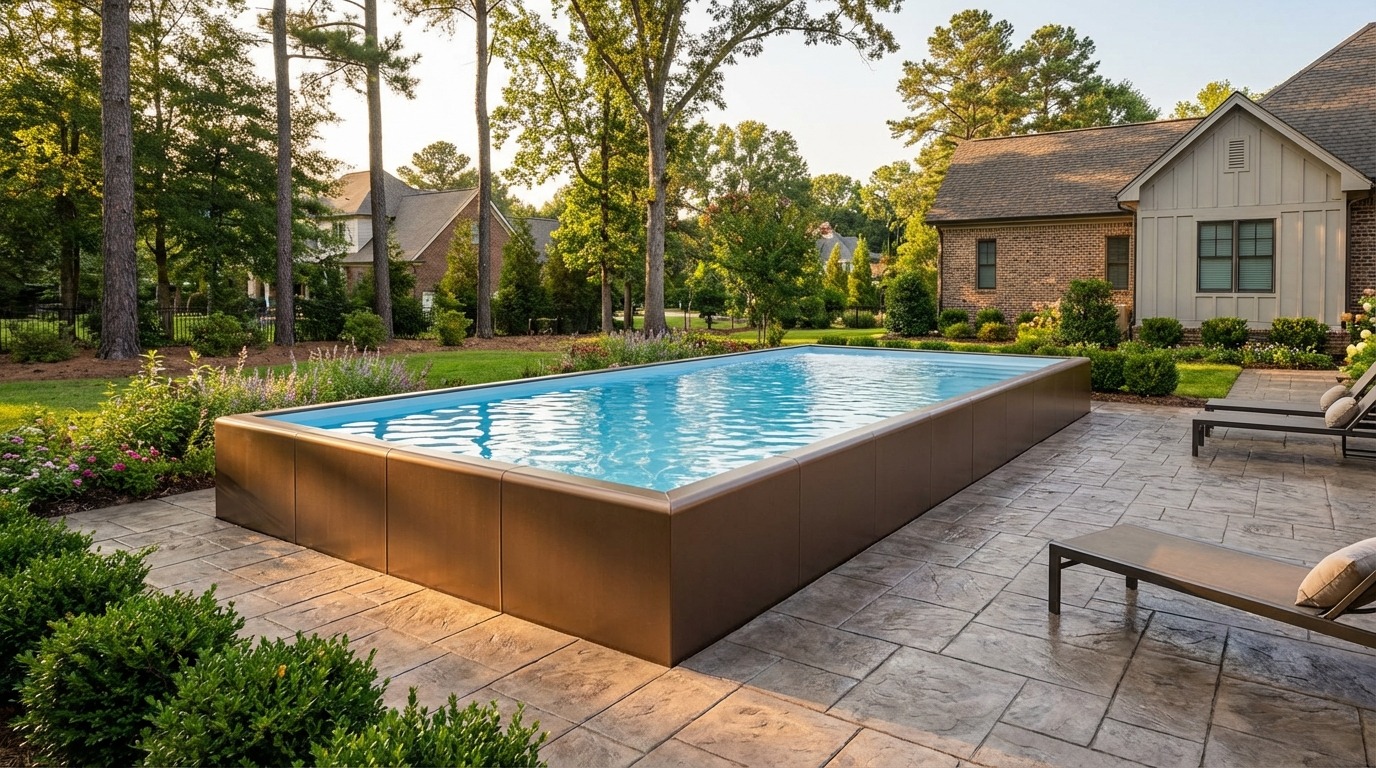 16 x 32 Canyon Bronze Aqua Blue Architectural Pool