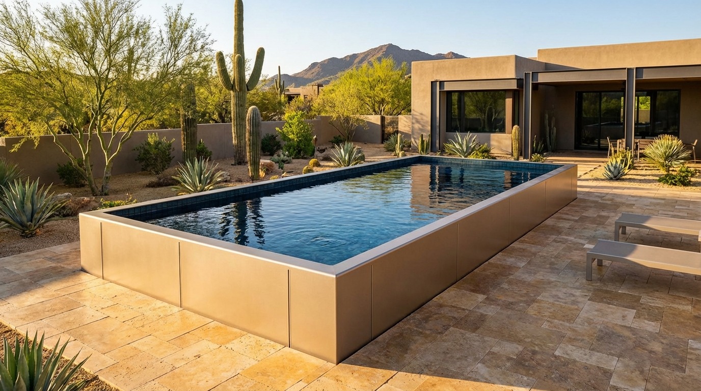 16 x 32 Champagne Mist Black Sapphire Architectural Pool