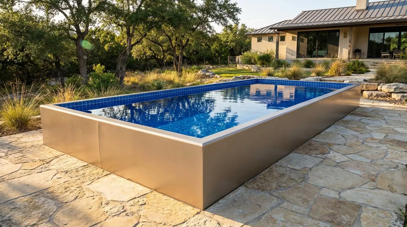 16 x 32 Champagne Mist Blue Matrix Architectural Pool