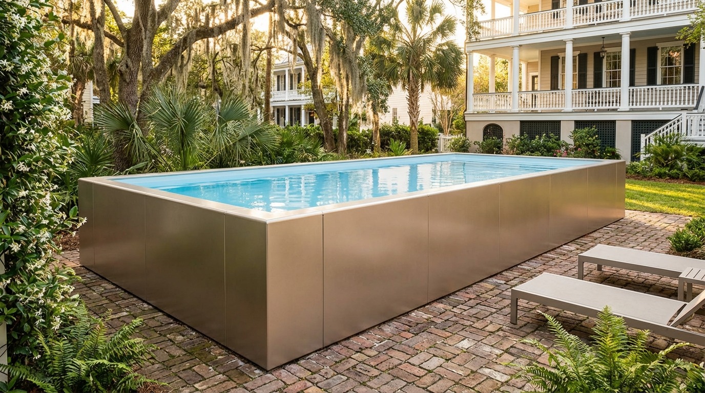 16 x 32 Champagne Mist Aqua Blue Architectural Pool