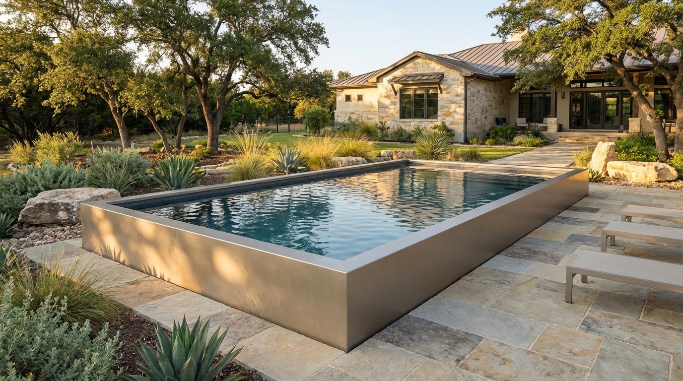 16 x 32 Champagne Mist Titanium Stone Architectural Pool