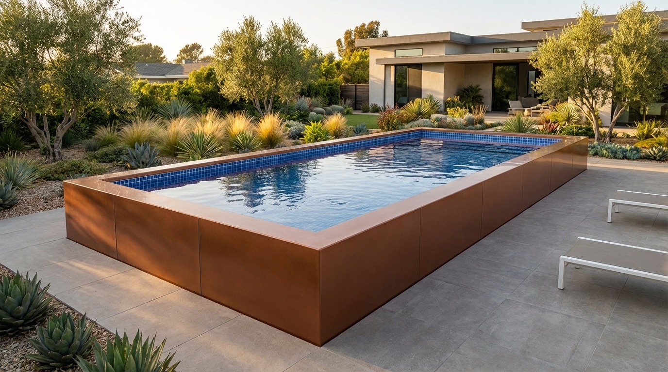 16 x 32 Espresso Copper Blue Matrix Architectural Pool
