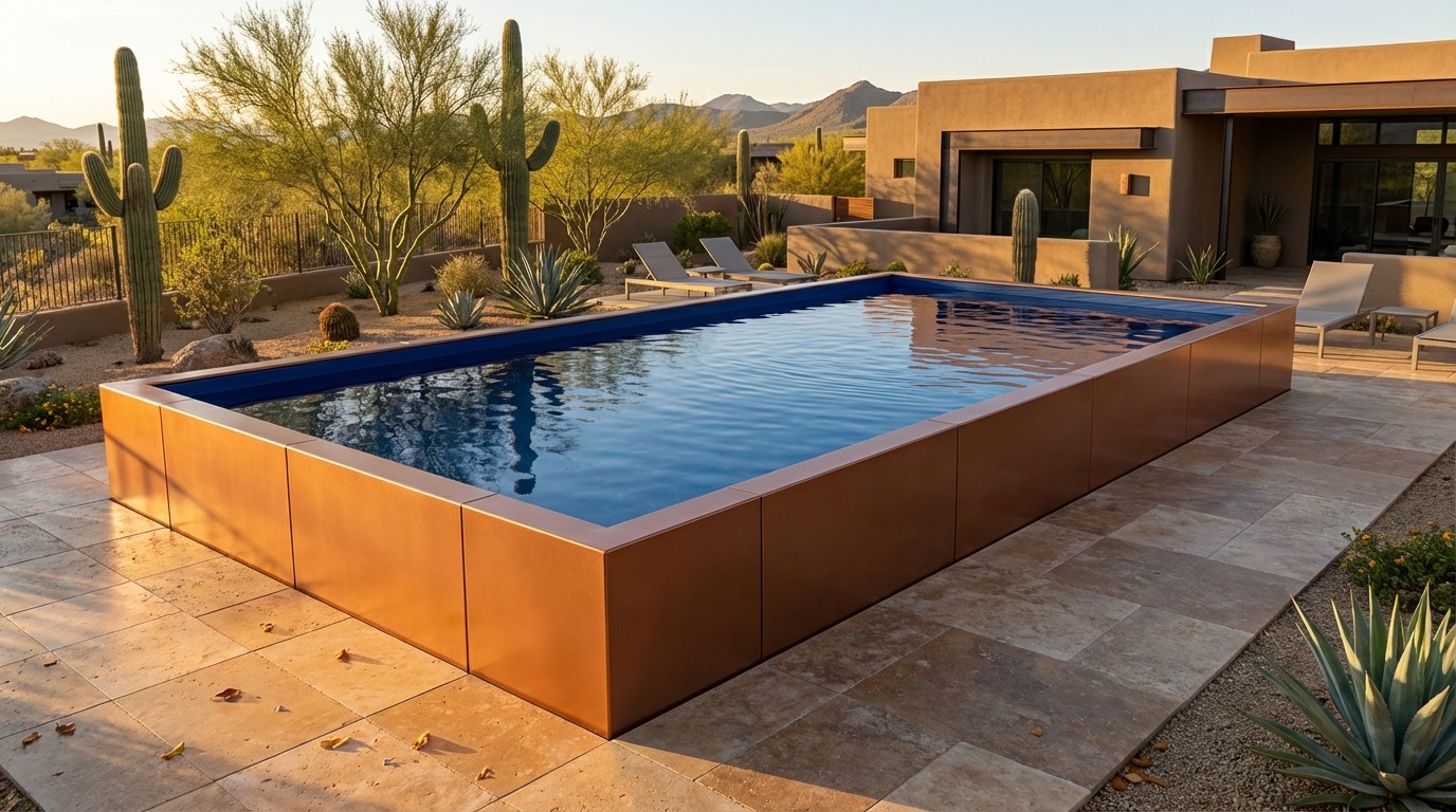 16 x 32 Espresso Copper Deep Sea Blue Architectural Pool