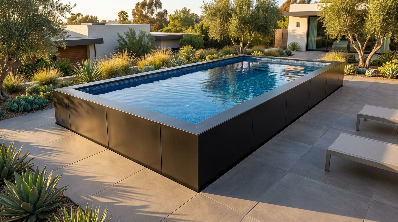 16 x 32 Midnight Black Mystic Blue Architectural Pool