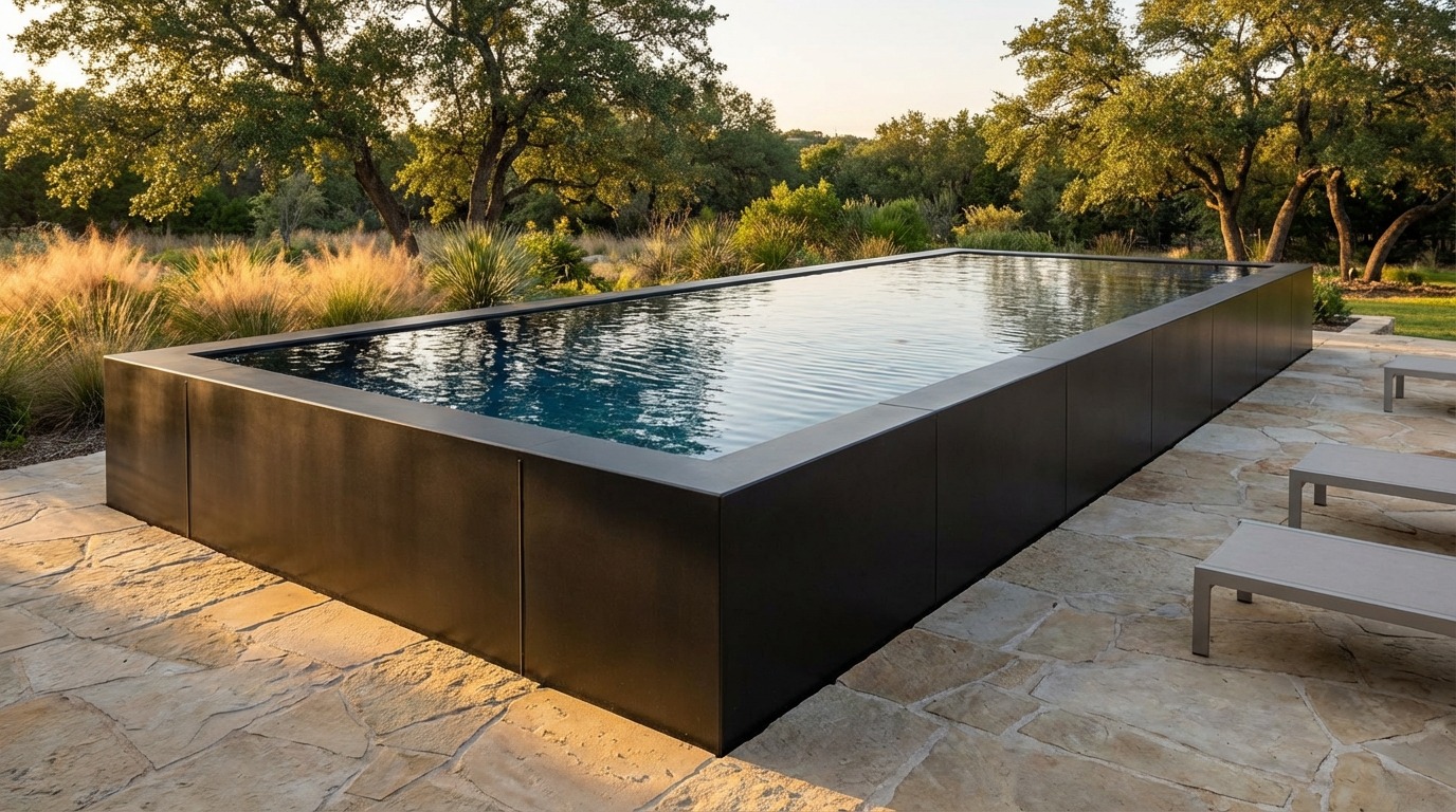 16 x 32 Midnight Black Deep Sea Blue Architectural Pool