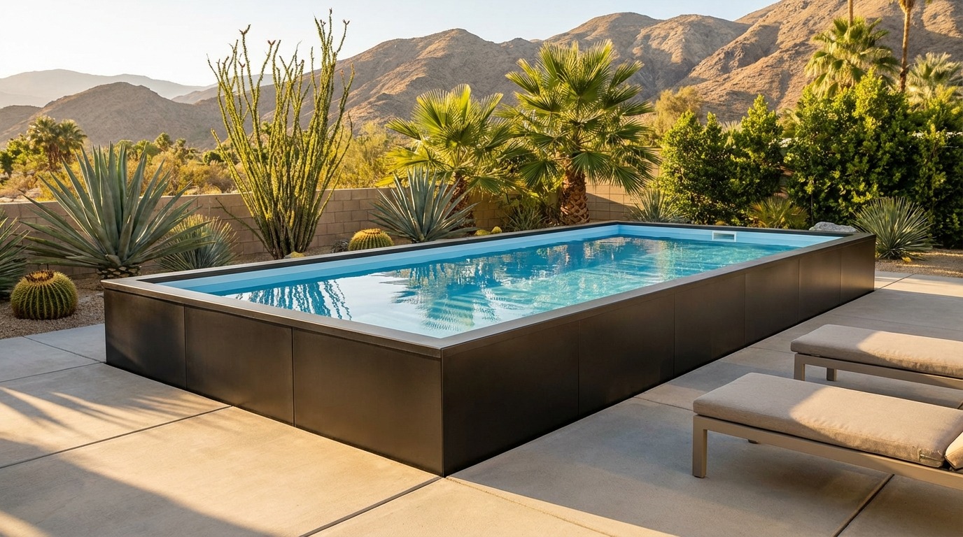 16 x 32 Midnight Black Aqua Blue Architectural Pool