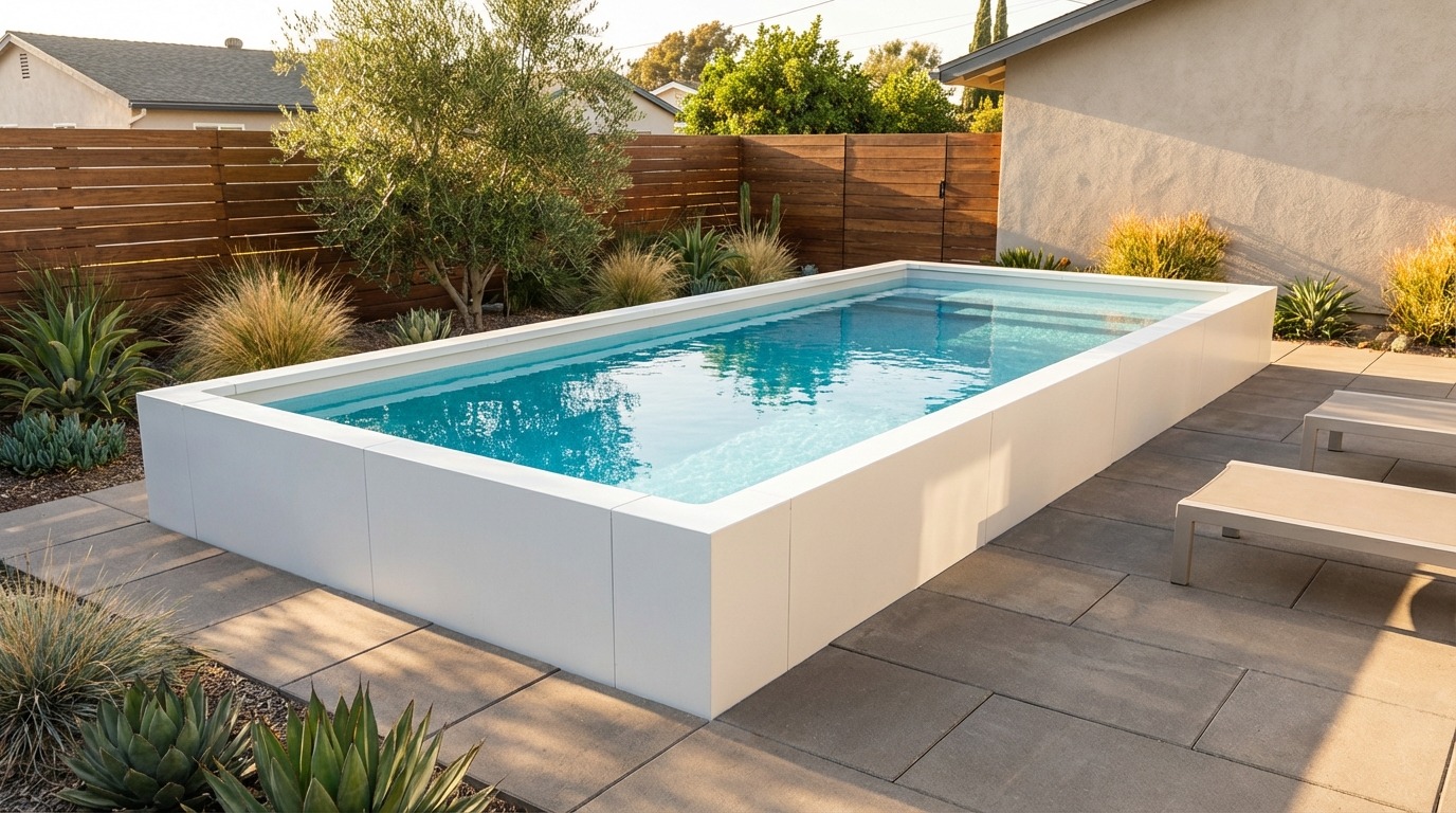 16 x 32 Alpine White Blue Topaz Architectural Pool