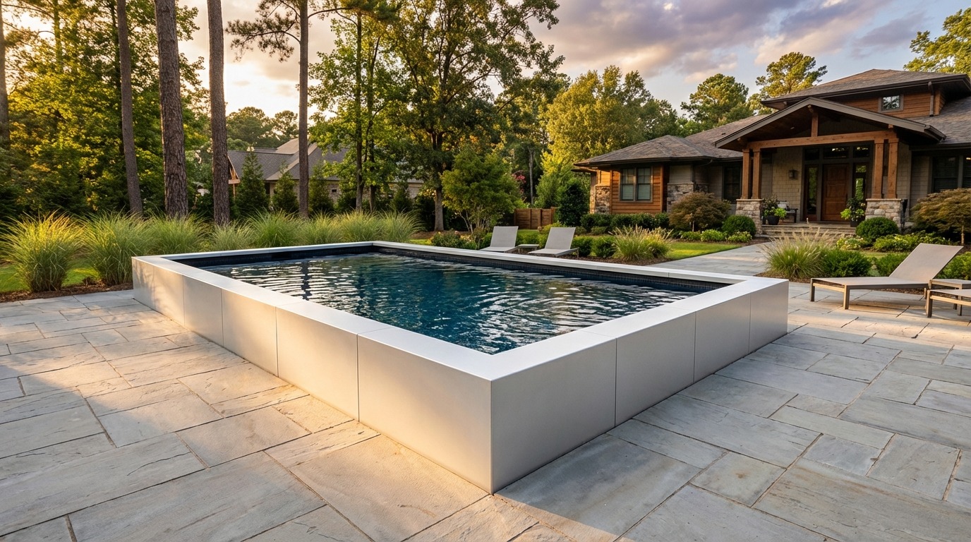 16 x 32 Alpine White Black Sapphire Architectural Pool