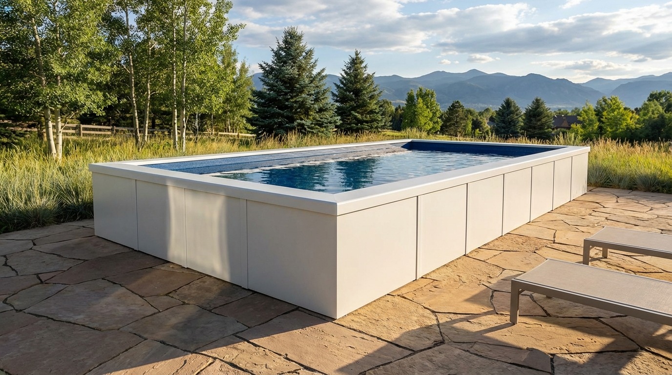 16 x 32 Alpine White Deep Sea Blue Architectural Pool