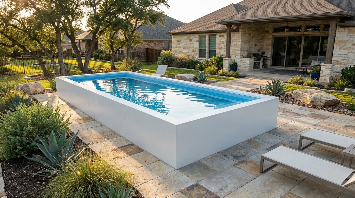 16 x 32 Alpine White Aqua Blue Architectural Pool