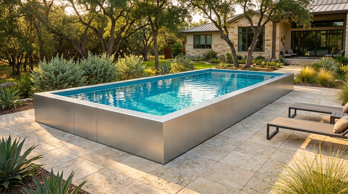 16 x 32 Platinum Silver Blue Topaz Architectural Pool