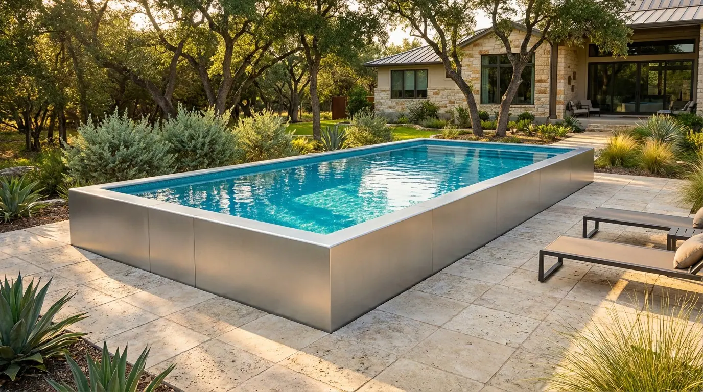 16 x 32 Platinum Silver Blue Topaz Architectural Pool