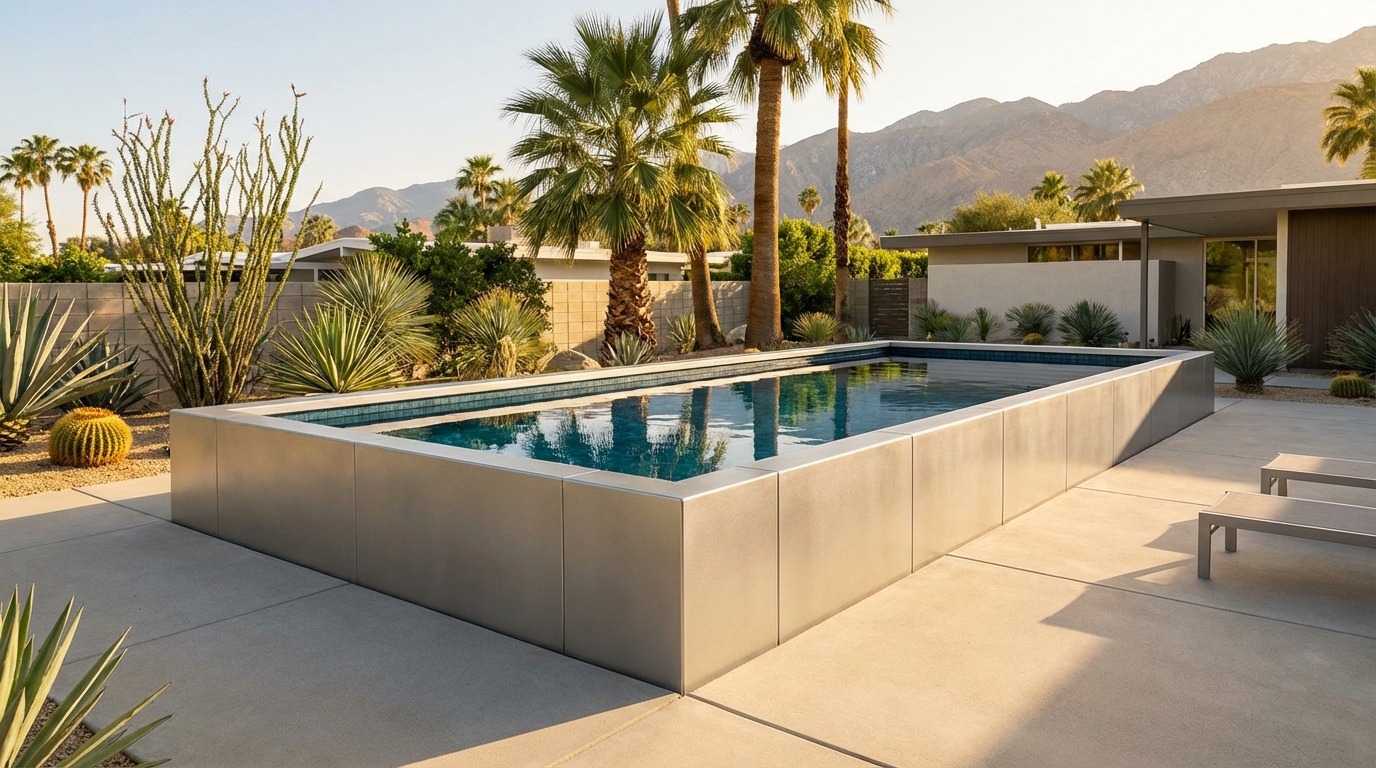 16 x 32 Platinum Silver Black Sapphire Architectural Pool