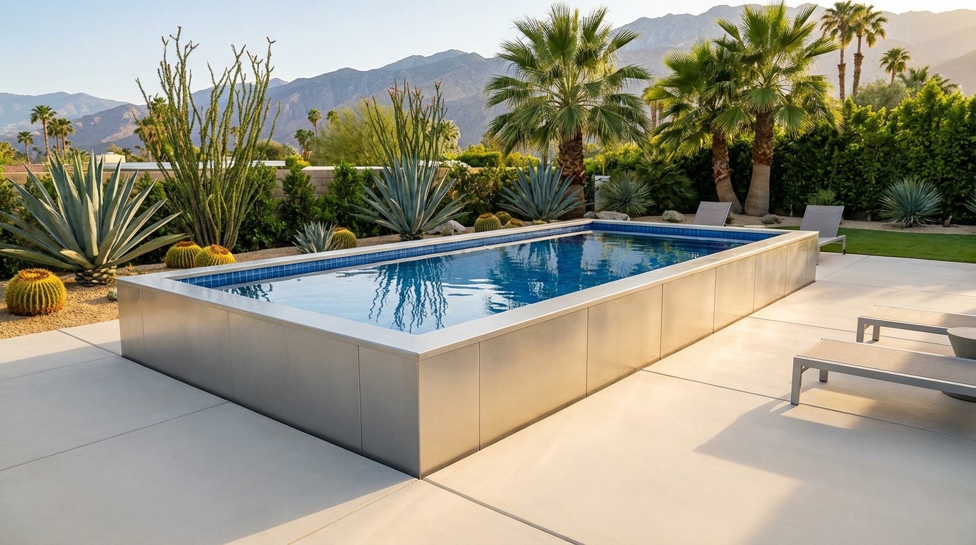 16 x 32 Platinum Silver Blue Matrix Architectural Pool