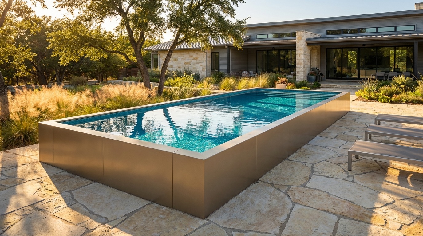 16 x 36 Champagne Mist Blue Topaz Architectural Pool