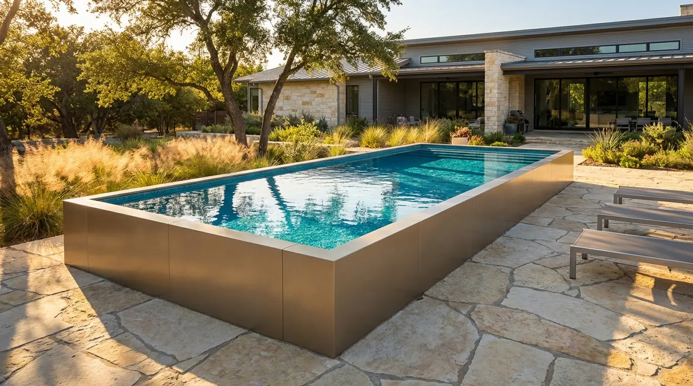 16 x 36 Champagne Mist Blue Topaz Architectural Pool