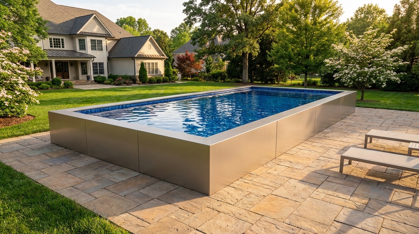 16 x 36 Champagne Mist Mystic Blue Architectural Pool