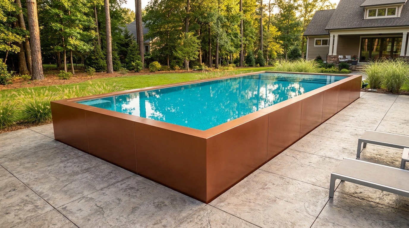 16 x 36 Espresso Copper Blue Topaz Architectural Pool