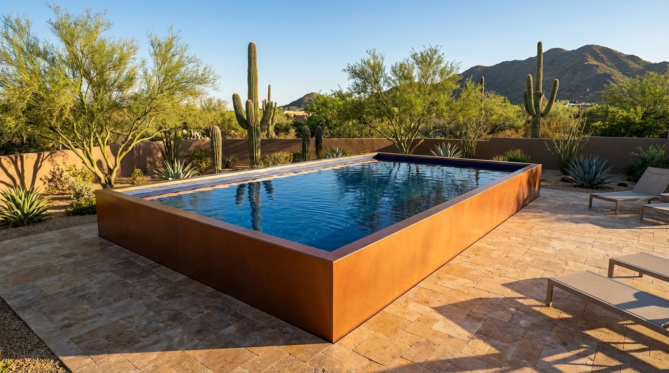 16 x 36 Espresso Copper Deep Sea Blue Architectural Pool