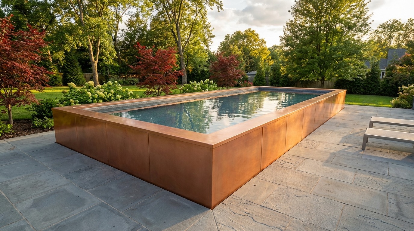 16 x 36 Espresso Copper Titanium Stone Architectural Pool