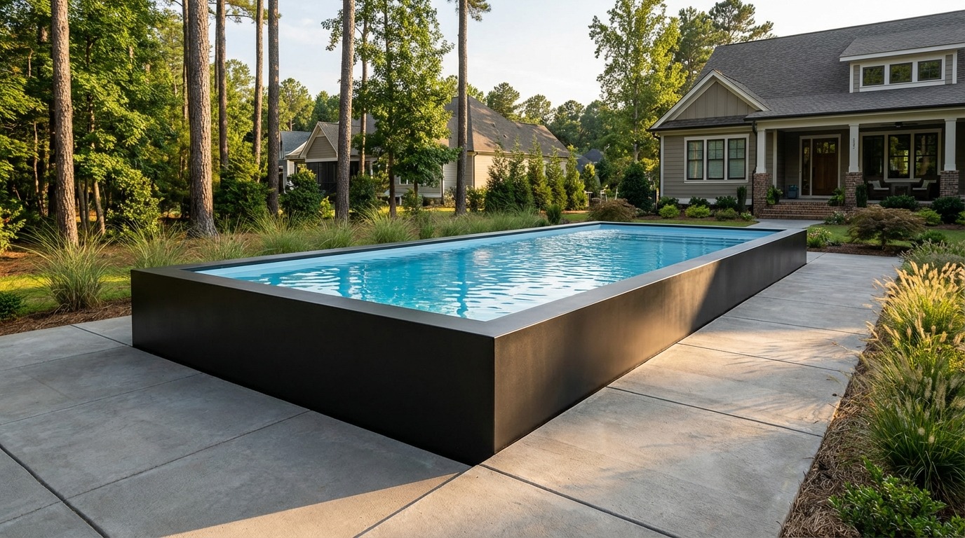 16 x 36 Midnight Black Aqua Blue Architectural Pool