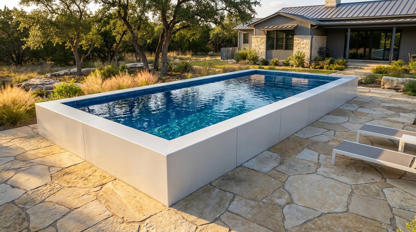 16 x 36 Alpine White Mystic Blue Architectural Pool