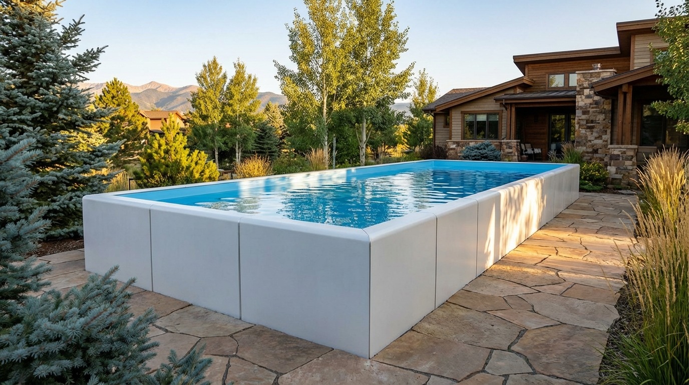 16 x 36 Alpine White Aqua Blue Architectural Pool