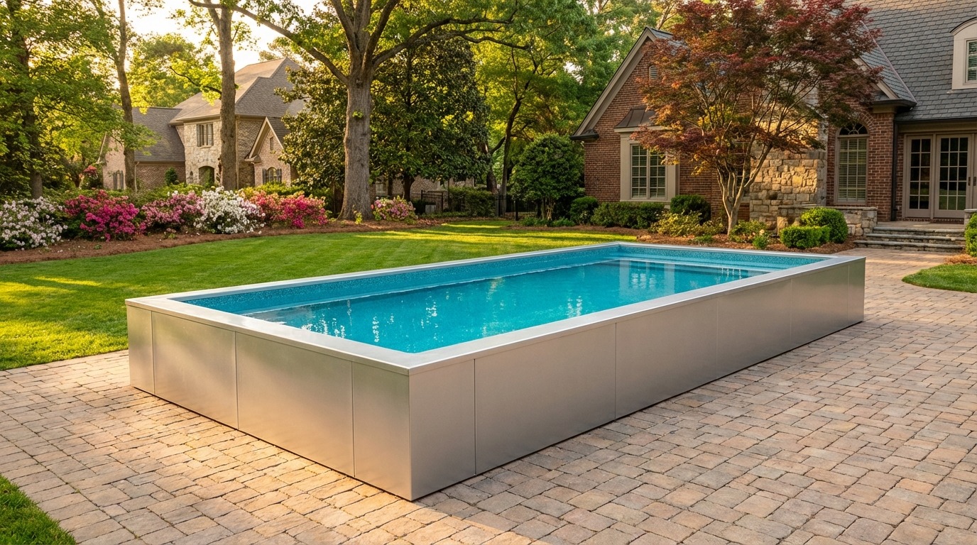 16 x 36 Platinum Silver Blue Topaz Architectural Pool