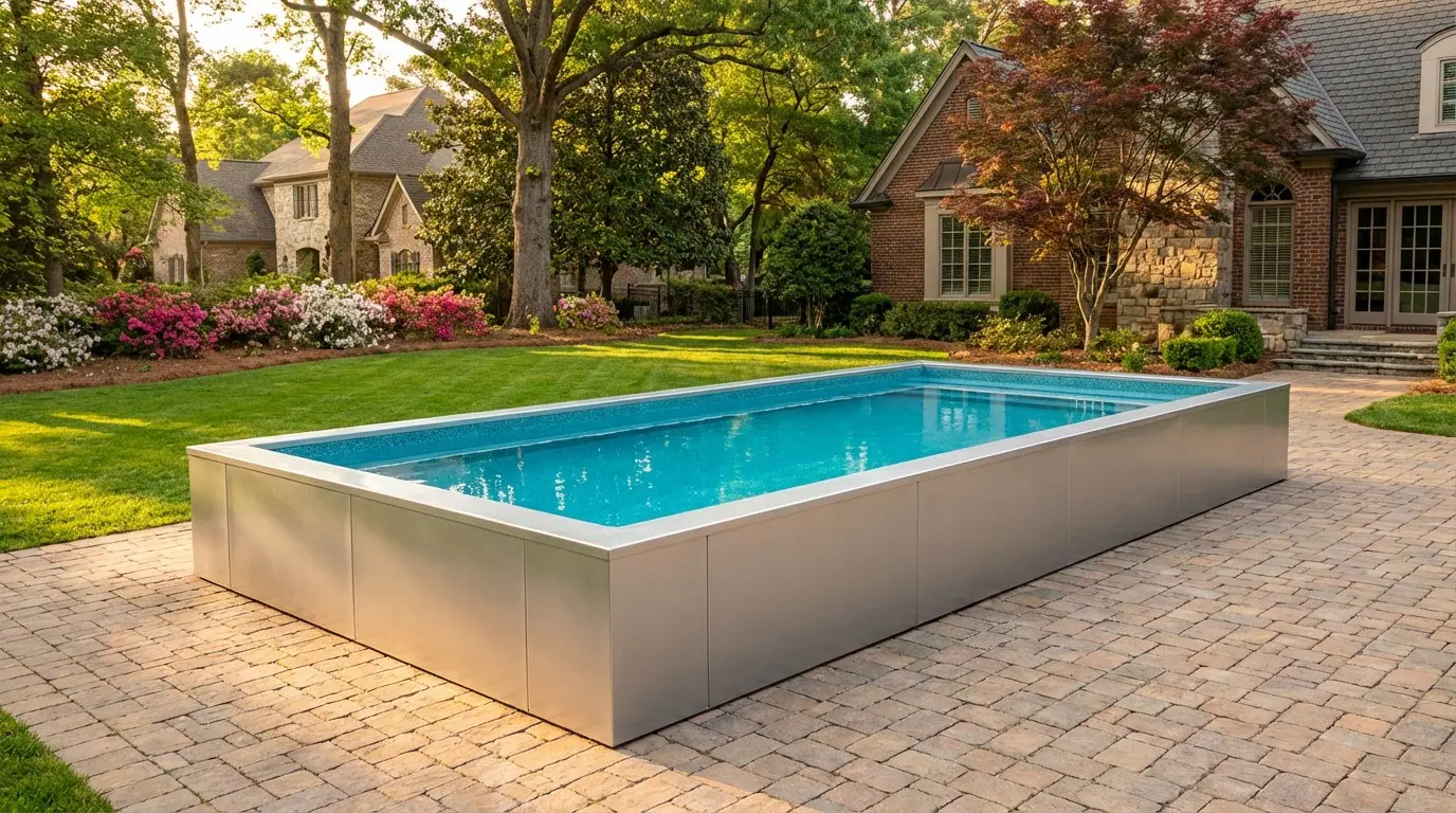 16 x 36 Platinum Silver Blue Topaz Architectural Pool