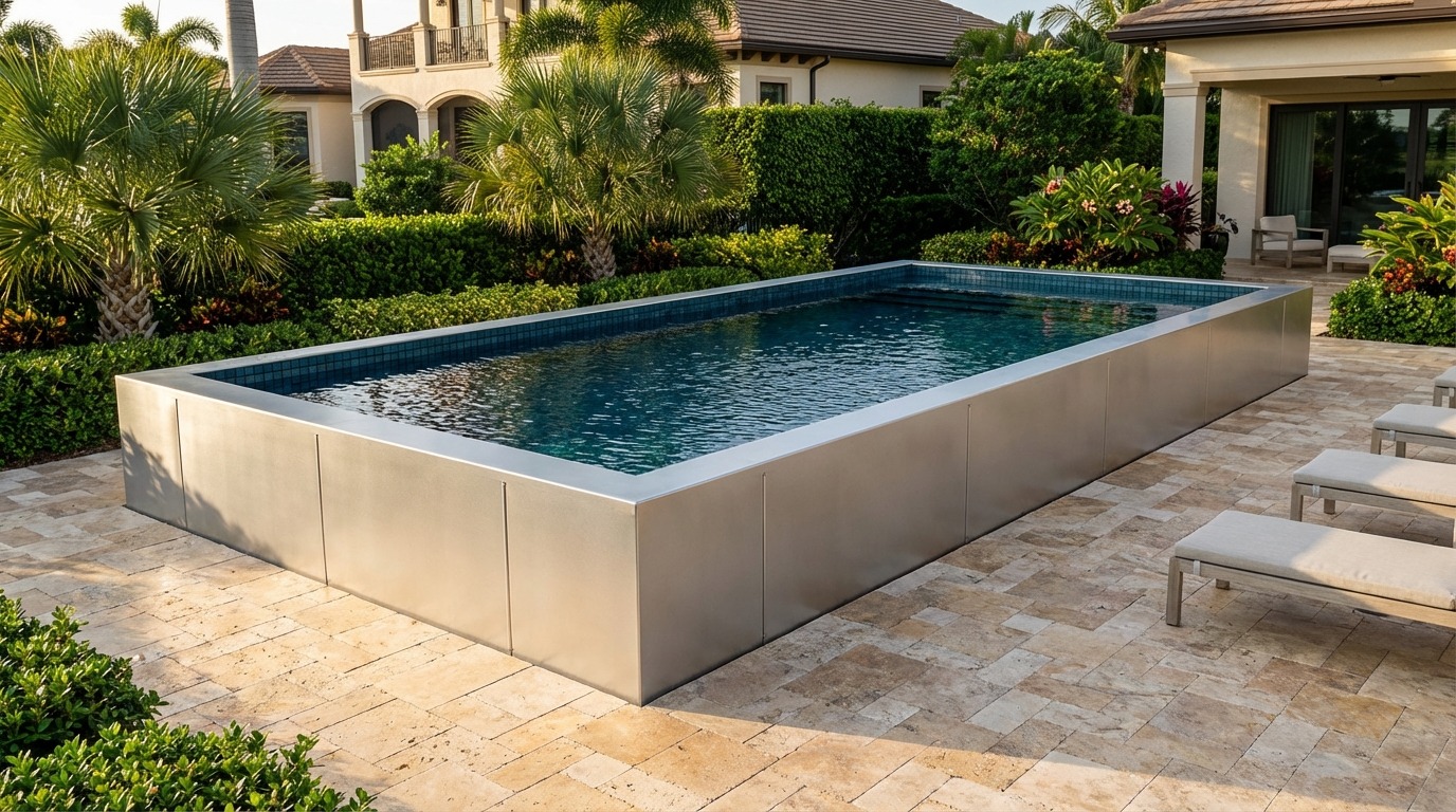 16 x 36 Platinum Silver Black Sapphire Architectural Pool