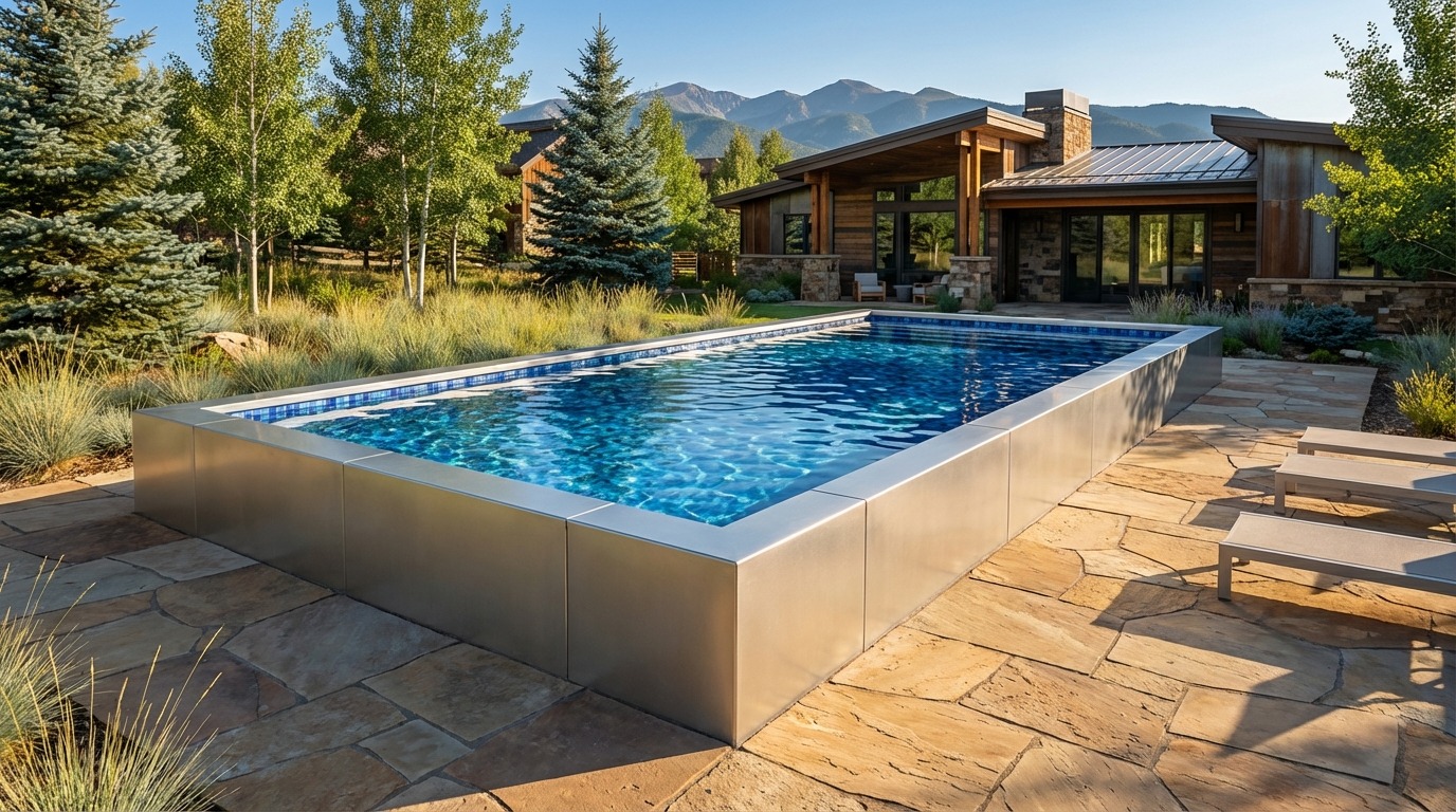 16 x 36 Platinum Silver Mystic Blue Architectural Pool