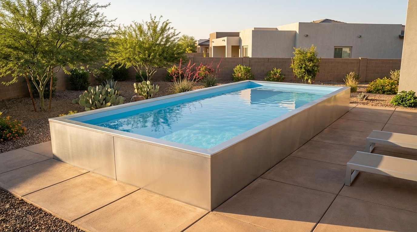 16 x 36 Platinum Silver Aqua Blue Architectural Pool