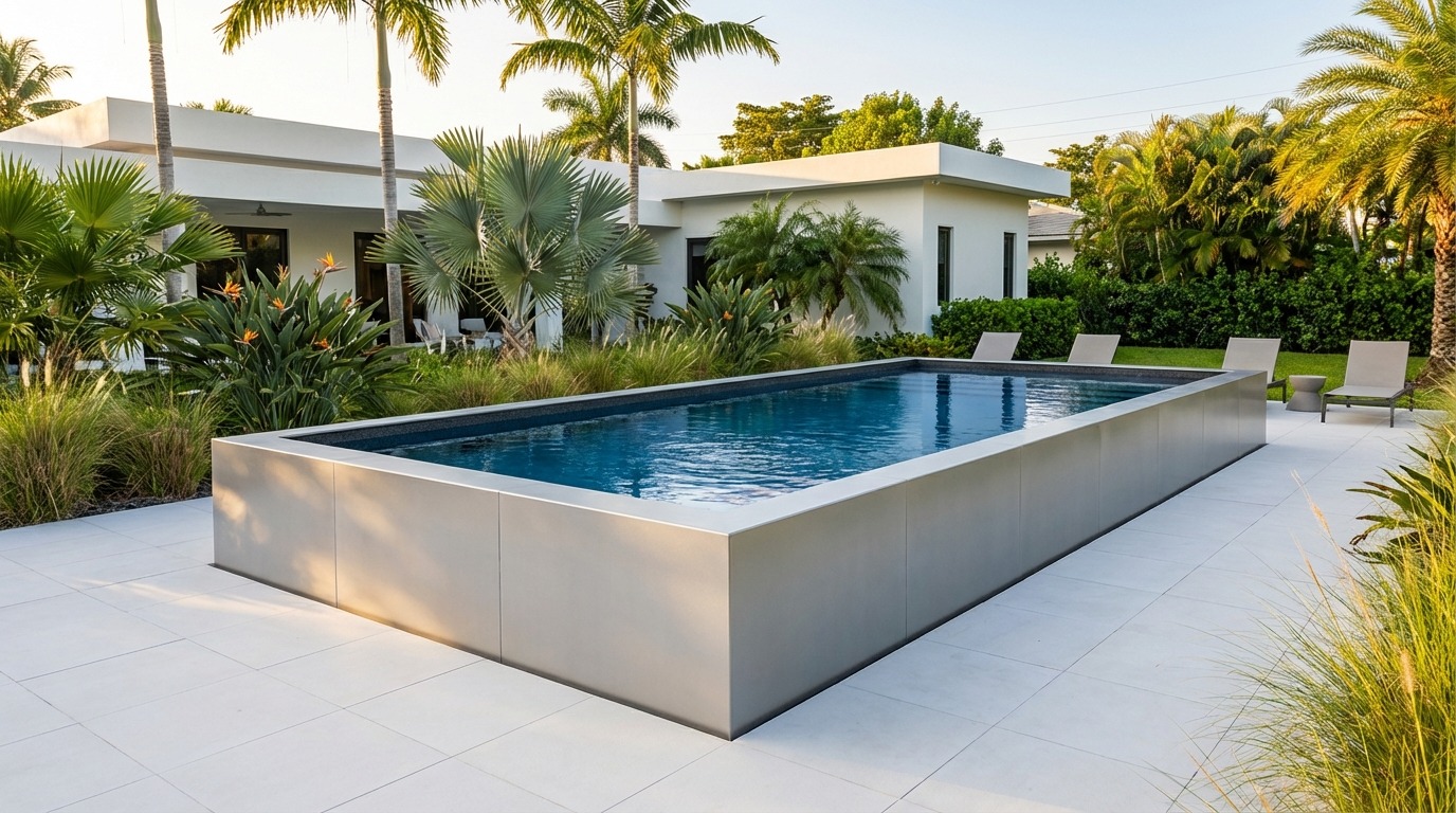 16 x 36 Platinum Silver Titanium Stone Architectural Pool