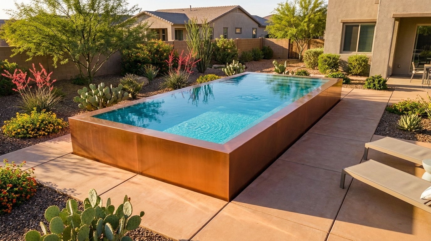 16 x 40 Espresso Copper Blue Topaz Architectural Pool